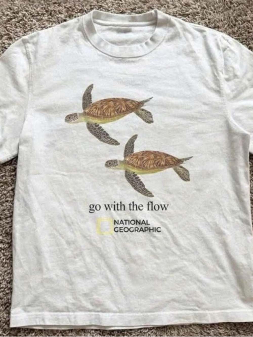National Geographic White 'Go With The Flow' Turtle Graphic Tee